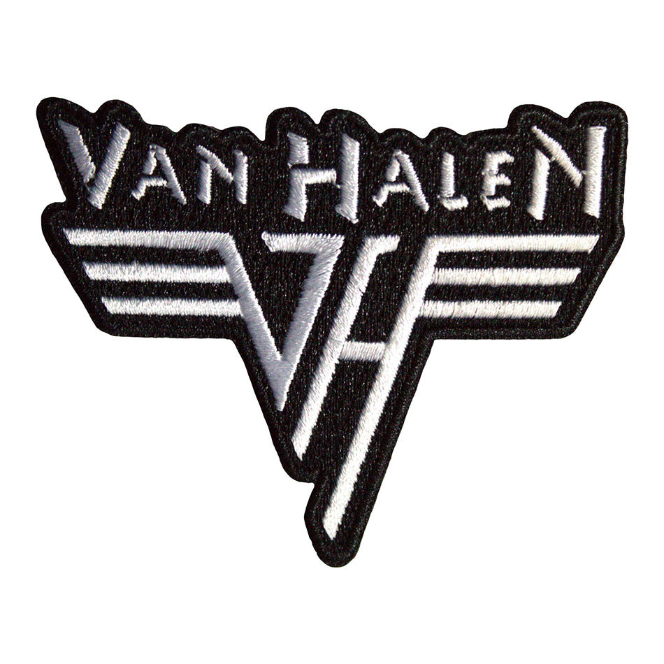 90s　USA製 ヴァンヘイレン XL シングルステッチ Van halen Silver Van Halen Embroidered Iron-On Patch