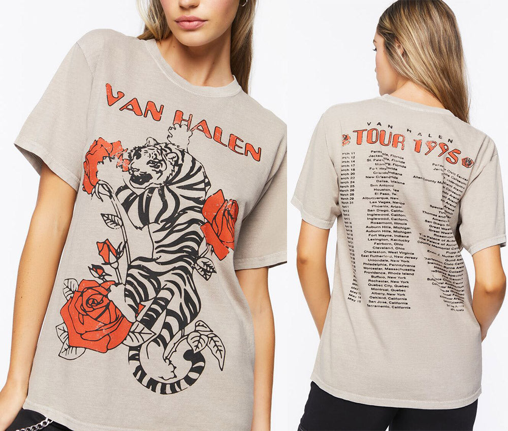 Van Halen ワールドツアー 1995 Tシャツ Women's Tiger & Roses 1995 Tour Tee