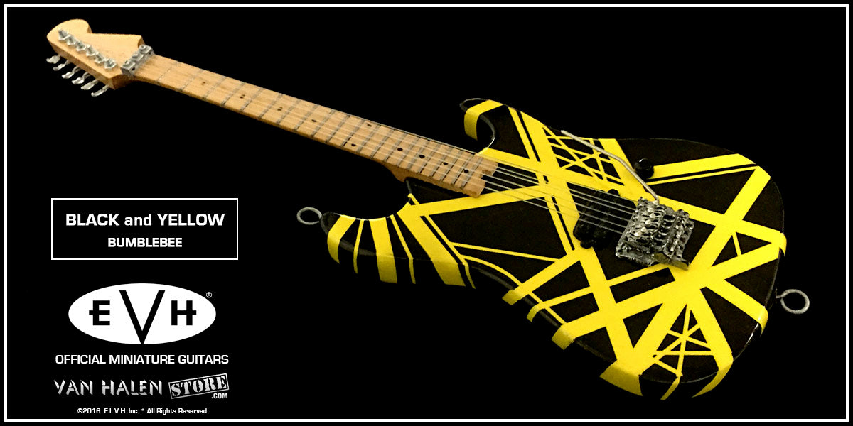 EVH Black and Yellow Mini Guitar