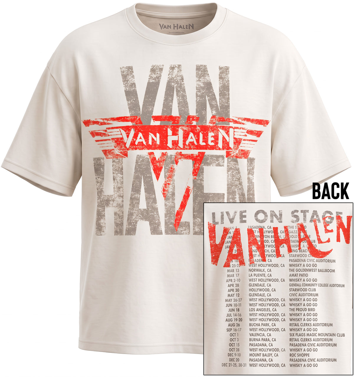 Van Halen 'Live on Stage' 1977 Tee, Ivory