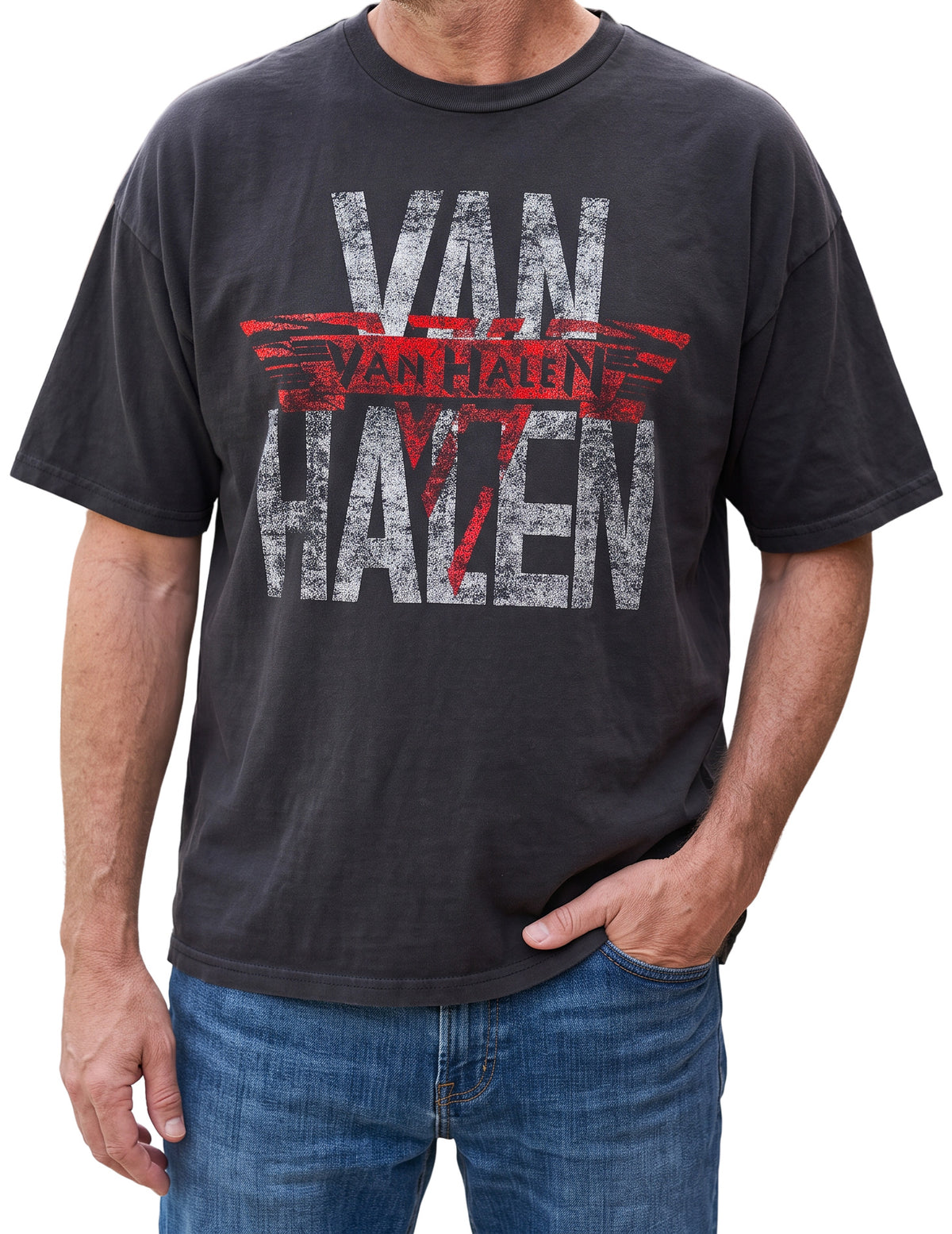 Van Halen 'Live on Stage' 1977 Tee, Vintage Black