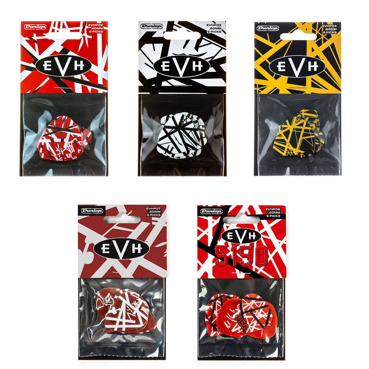 All 5 EVH Max-Grip Player's Packs Guitar Picks