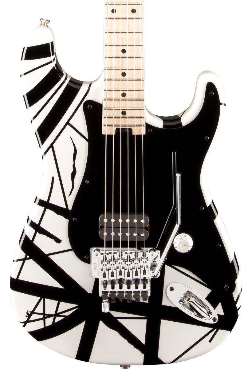 EVH Striped Series White with Black Stripes Electric Guitar