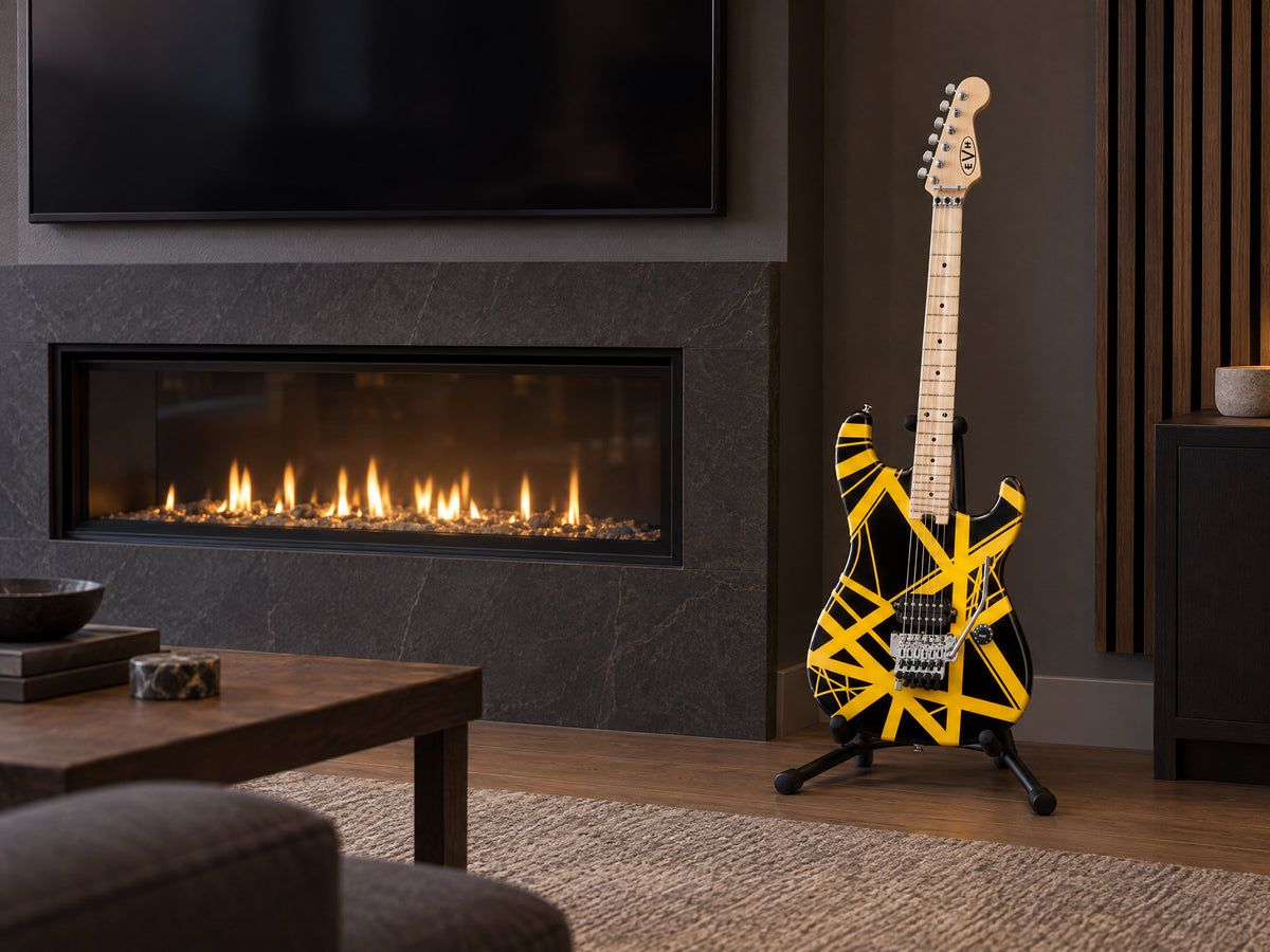 EVH Striped Series Black with Yellow Stripes Electric Guitar