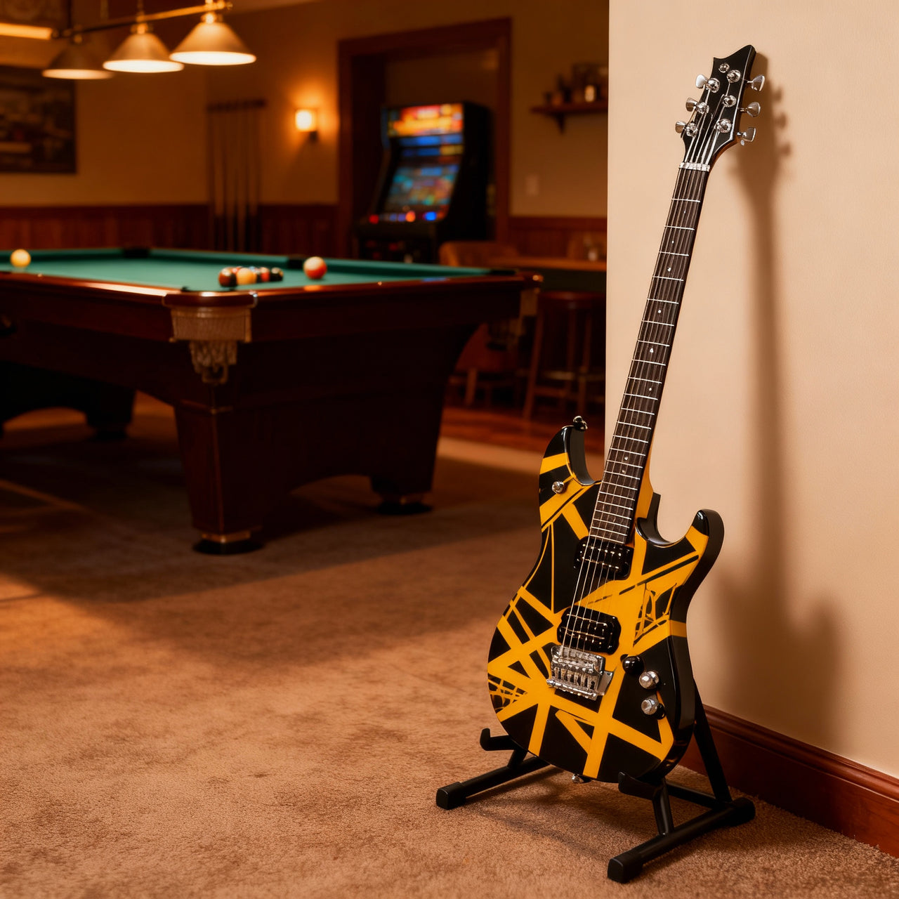 Wolfgang Special Striped EVH Guitar in Black & Yellow