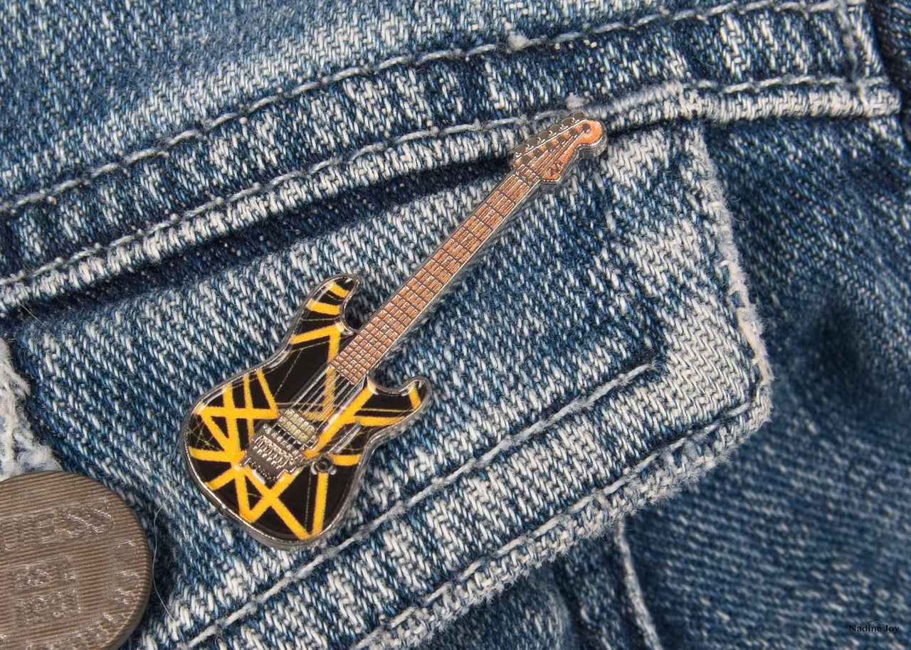Black & Yellow "Bumblebee" Guitar Enamel Pin