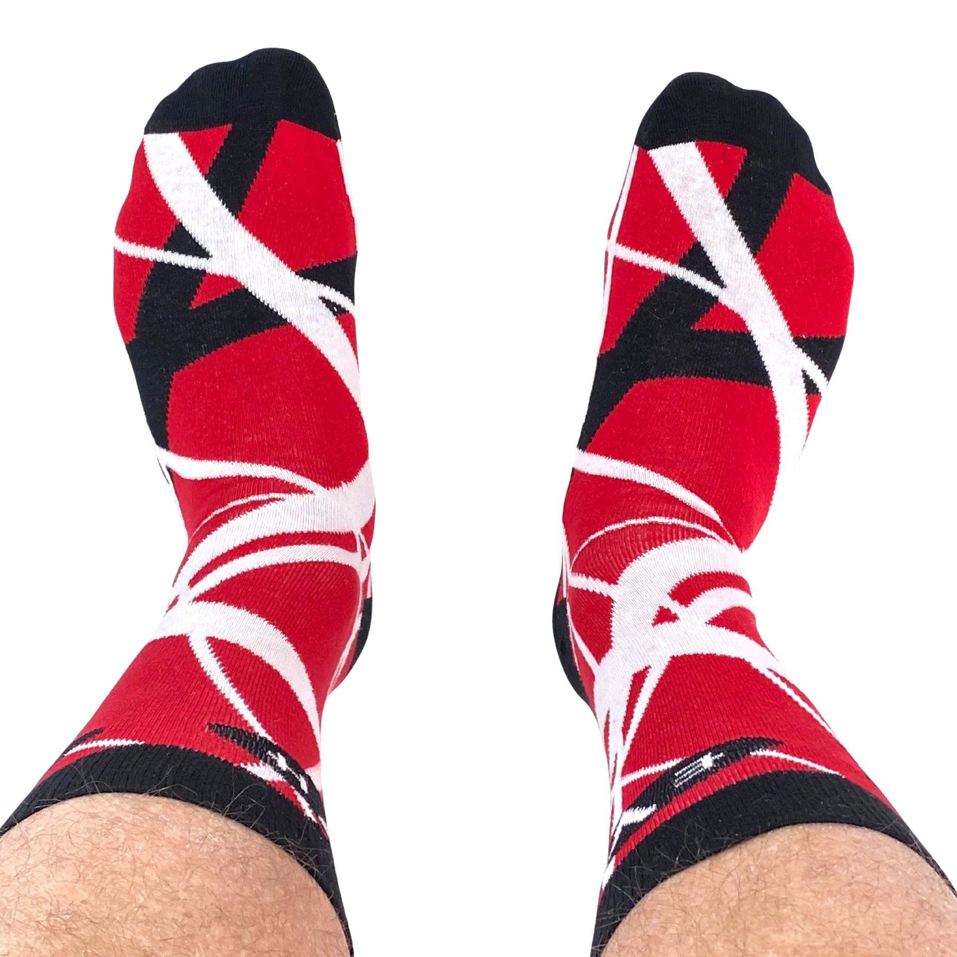 Eddie Van Halen Striped Red, Black & White Socks