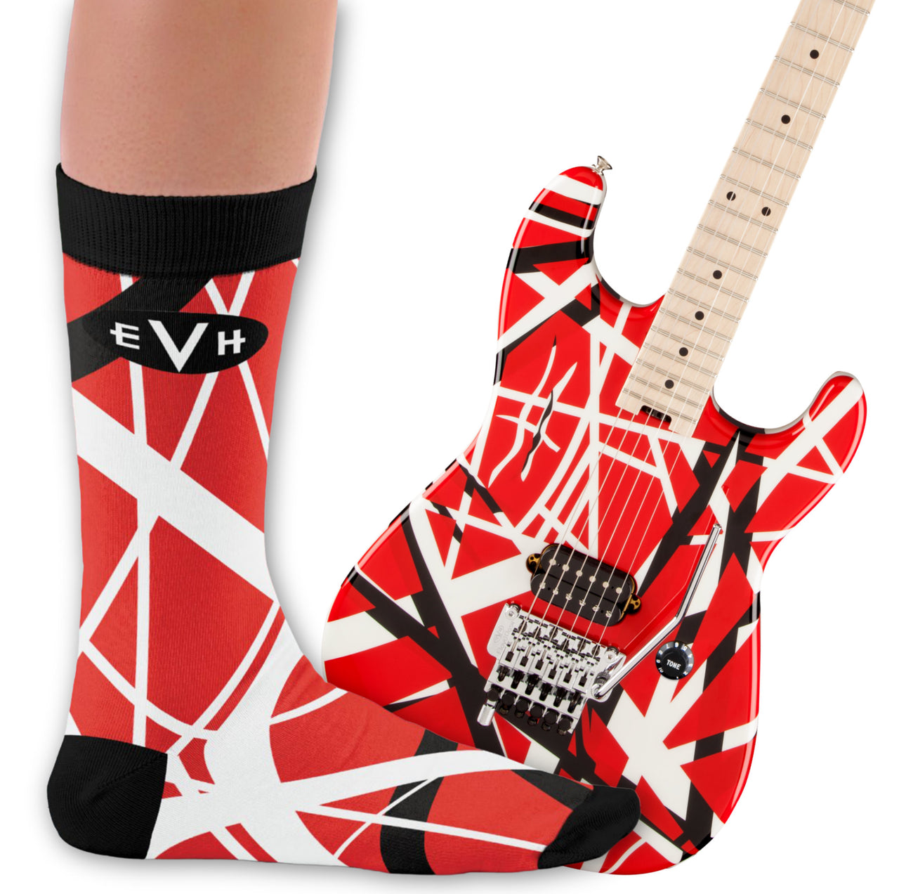 EVH Striped Red, Black & White Socks