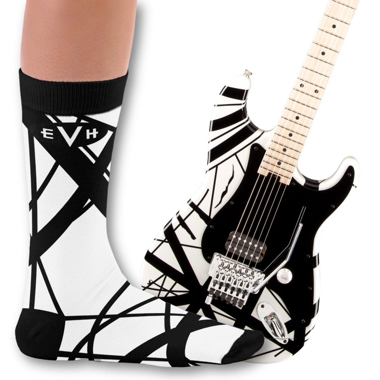 EVH Striped White & Black Socks
