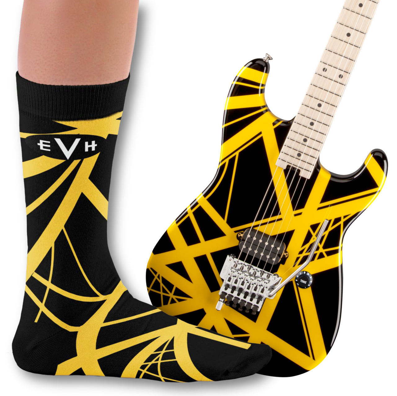 EVH Striped Black & Yellow Socks