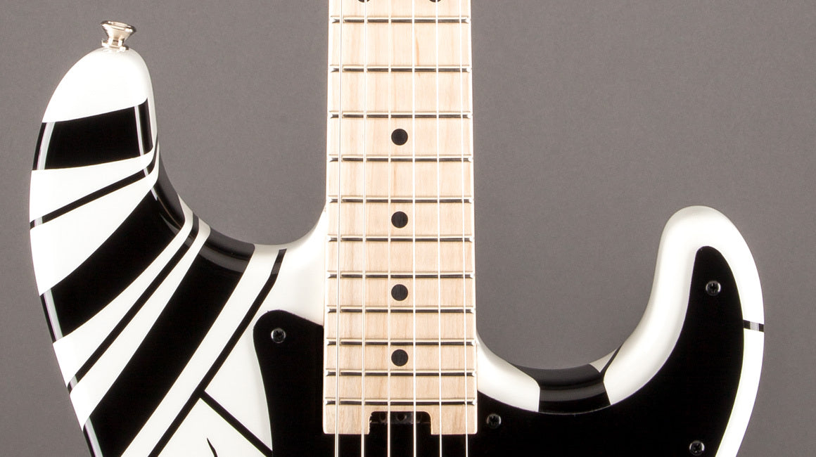 EVH Black and White Stripe 自作ギターレリックカスタム Eddie Van Halen Striped Series Electric Guitar — White with Black Stri